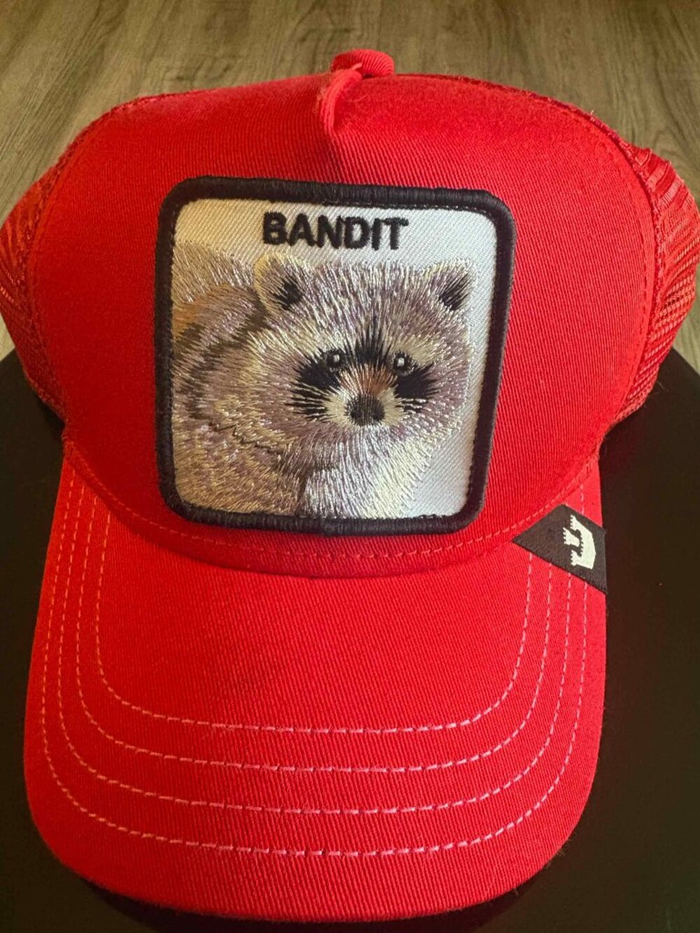 Goorin Bros The Farm “Bandit” Raccoon Red Trucker Hat – New with Tags, One Size